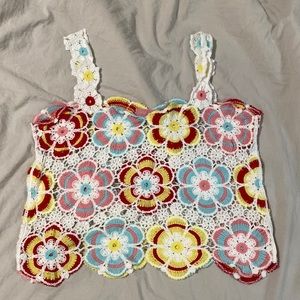 super cute flower power crochet top